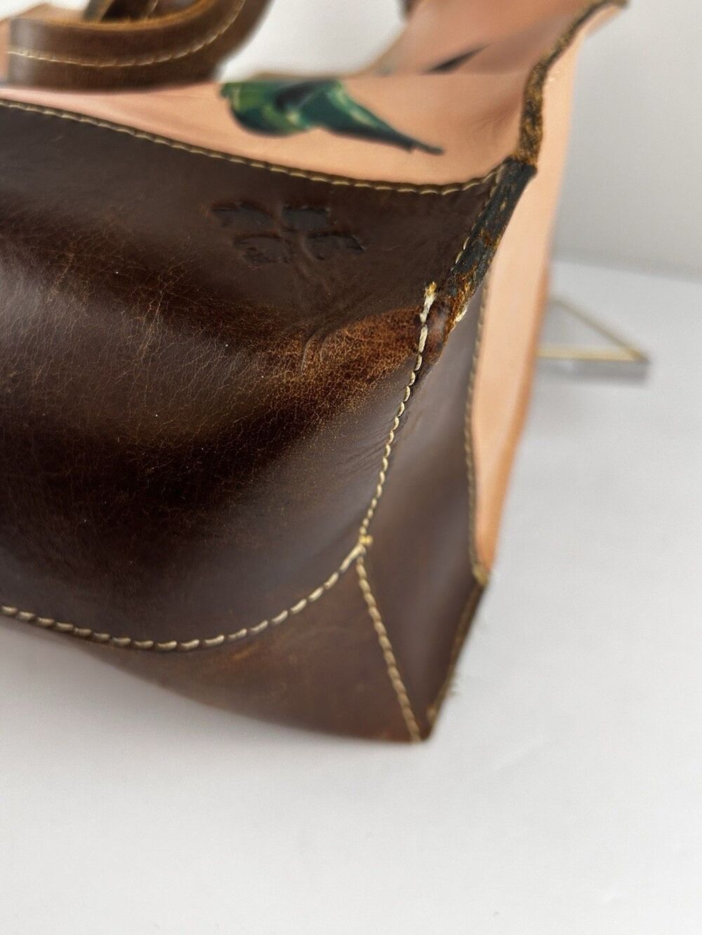PATRICIA NASH Toscano Winter Bloom Leather Tote Bag Brown And Pink Floral Purse - Picture 8 of 15